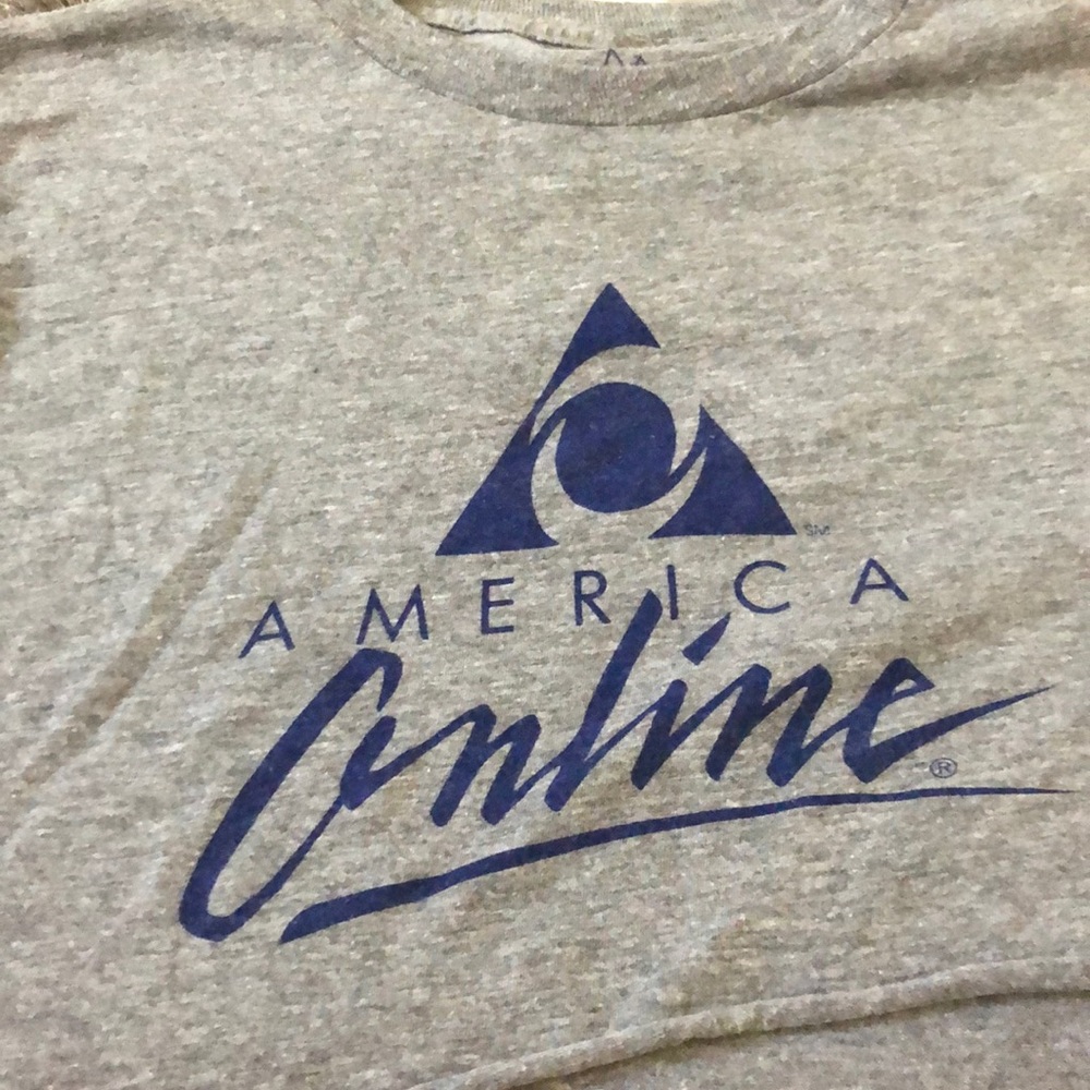 Cropped AOL (America Online) tee.